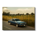 Yatay Kanvas Tablo Sazlıklı Yolda Klasik Amerikan Otomobili Araba Tablosu Ev Ofis Duvar Dekoru