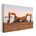 Yatay Kanvas Tablo Paletli Ekskavatör Çift Bom Yapısı İş Makinesi Tablosu Ev Ofis Duvar Dekoru
