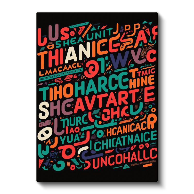 Renkli Tipografi Kolajı - Modern Harf Tasarımı Kanvas Tablo