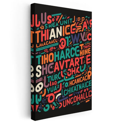 Renkli Tipografi Kolajı - Modern Harf Tasarımı Kanvas Tablo