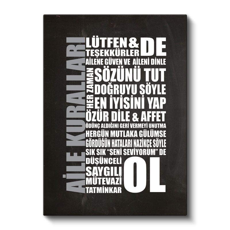 Aile Kuralları - Yaşam Değerleri Hatırlatması Kanvas Tablo