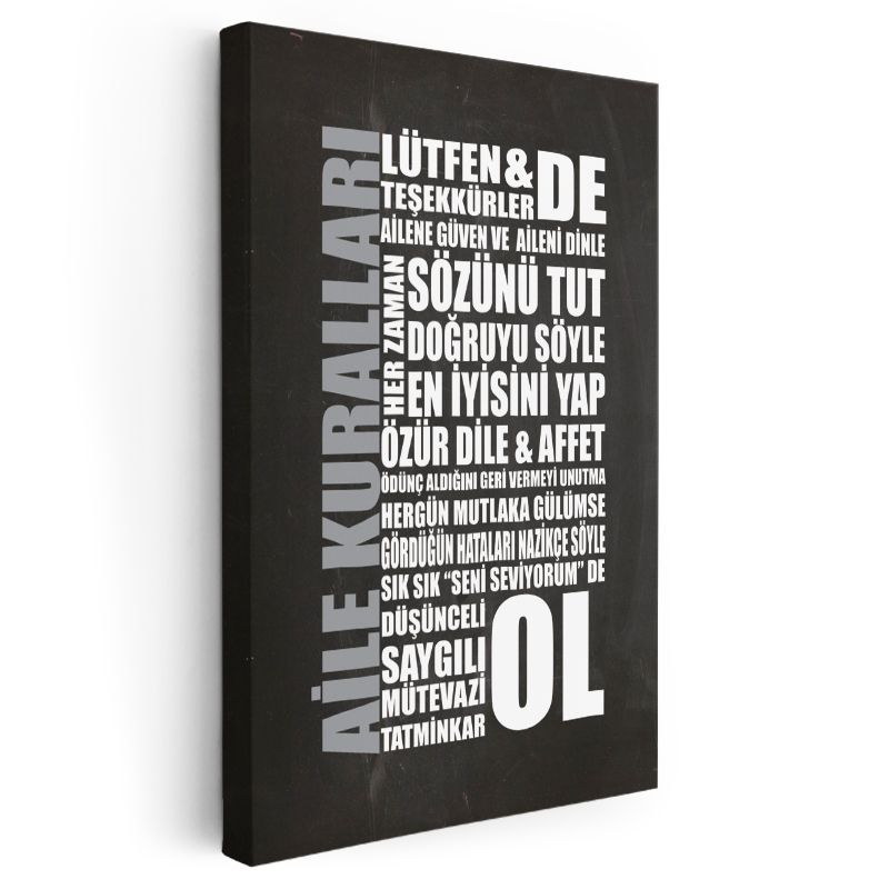 Aile Kuralları - Yaşam Değerleri Hatırlatması Kanvas Tablo