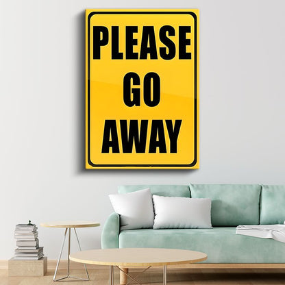 Please Go Away - Mizahi Uyarı Tabelası Kanvas Tablo