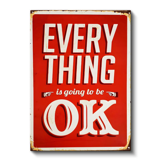 Everything Is Going To Be OK - Retro Motivasyon Sözü Kanvas Tablo