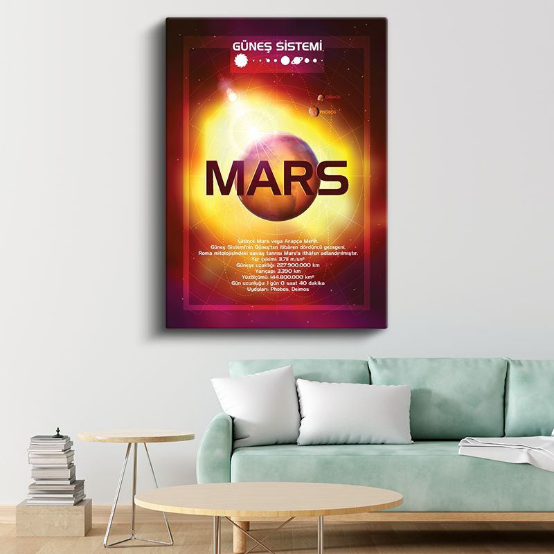 Mars - Güneş Sistemi Bilgi Tablosu Kanvas Tablo