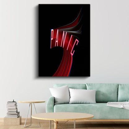 Panic - Neon Efektli Tipografi Kanvas Tablo