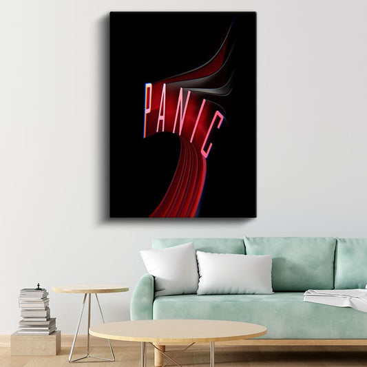 Panic - Neon Efektli Tipografi Kanvas Tablo