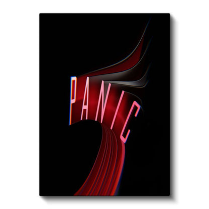 Panic - Neon Efektli Tipografi Kanvas Tablo