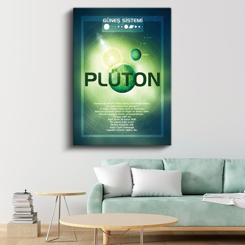 Plüton - Güneş Sistemi Bilgi Tablosu Kanvas Tablo
