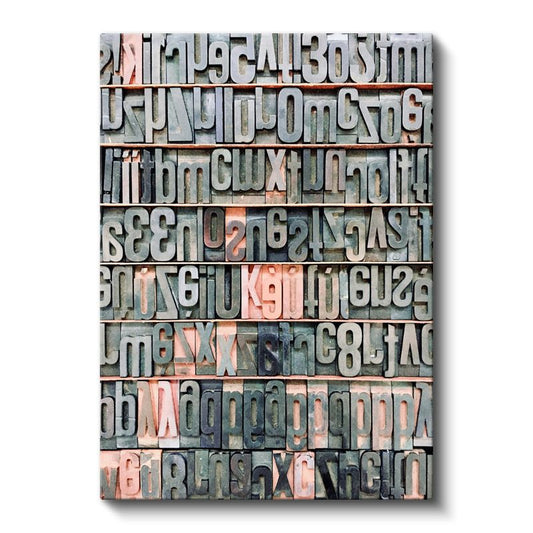 Vintage Matbaa Harfleri - Retro Tipografi Koleksiyonu Kanvas Tablo