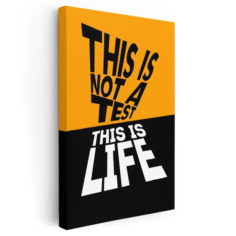 This Is Not A Test This Is Life - Kontrast Renkli Motivasyon Kanvas Tablo