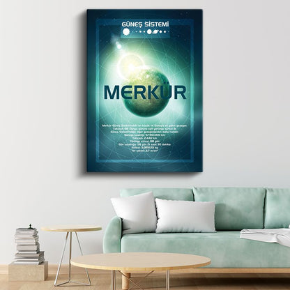 Merkür - Güneş Sistemi Bilgi Tablosu Kanvas Tablo