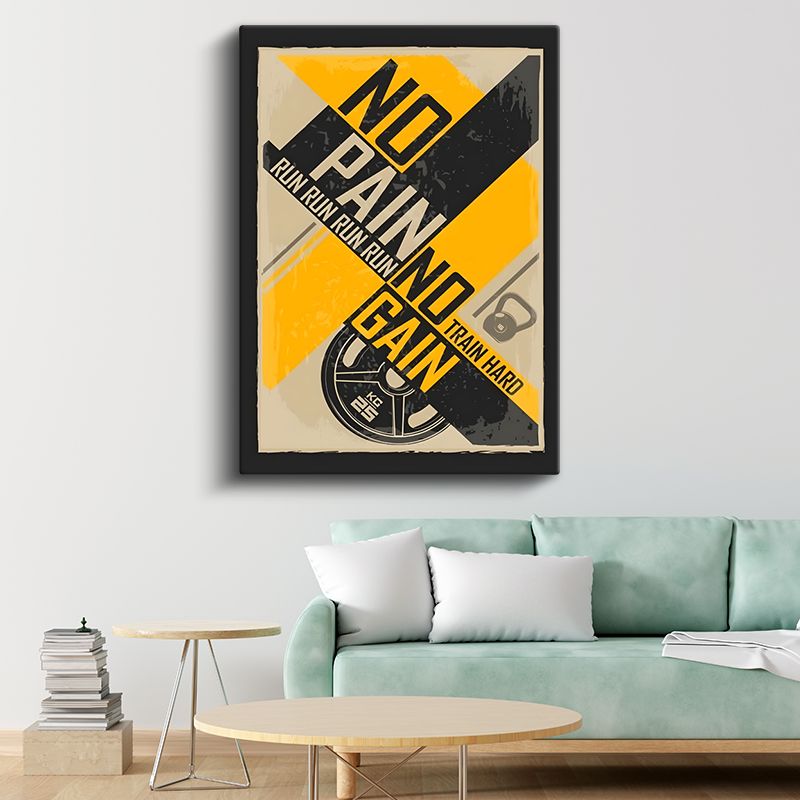No Pain No Gain - Retro Spor Motivasyon Kanvas Tablo