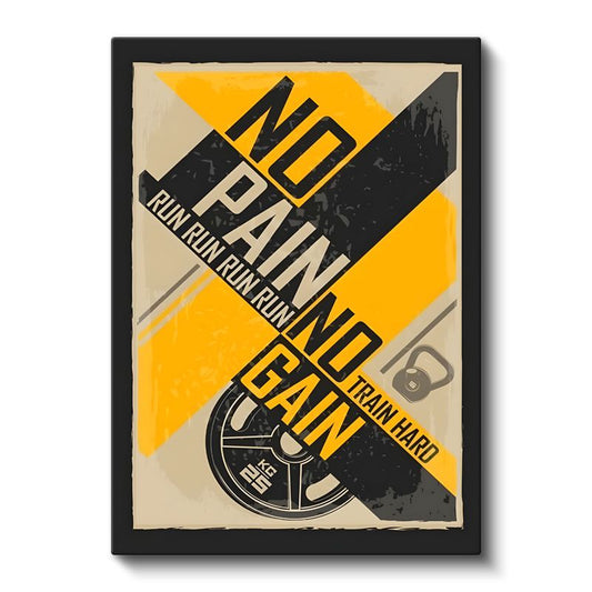 No Pain No Gain - Retro Spor Motivasyon Kanvas Tablo