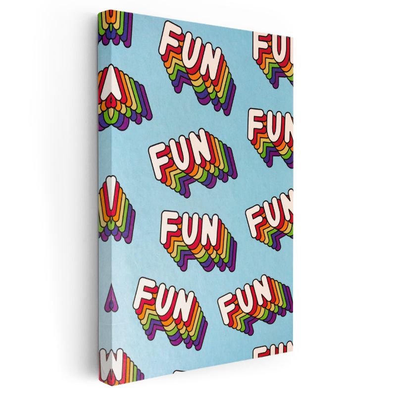 Fun - Renkli Retro Tipografi Deseni Kanvas Tablo