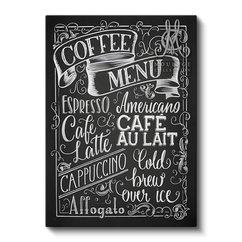 Coffee Menu - Kara Tahta Kafe Menüsü Kanvas Tablo