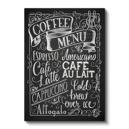 Coffee Menu - Kara Tahta Kafe Menüsü Kanvas Tablo