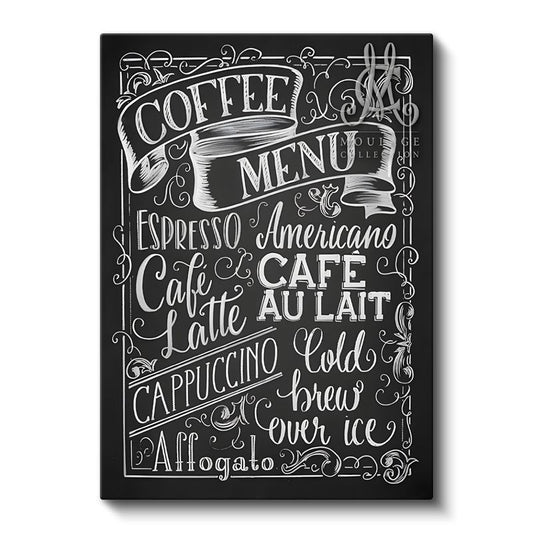 Coffee Menu - Kara Tahta Kafe Menüsü Kanvas Tablo