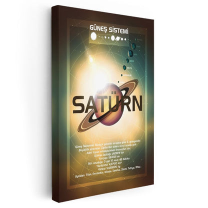 Satürn - Güneş Sistemi Bilgi Tablosu Kanvas Tablo