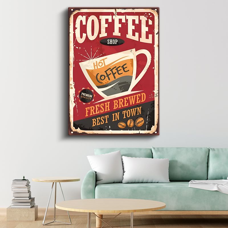 Coffee Shop - Vintage Kahve Reklamı Kanvas Tablo