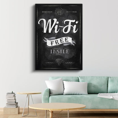 Wi-Fi Free Inside - Kara Tahta Kafe Tabelası Kanvas Tablo