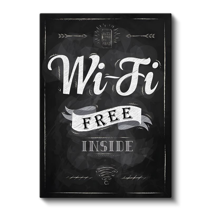 Wi-Fi Free Inside - Kara Tahta Kafe Tabelası Kanvas Tablo