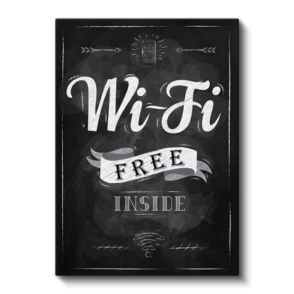 Wi-Fi Free Inside - Kara Tahta Kafe Tabelası Kanvas Tablo
