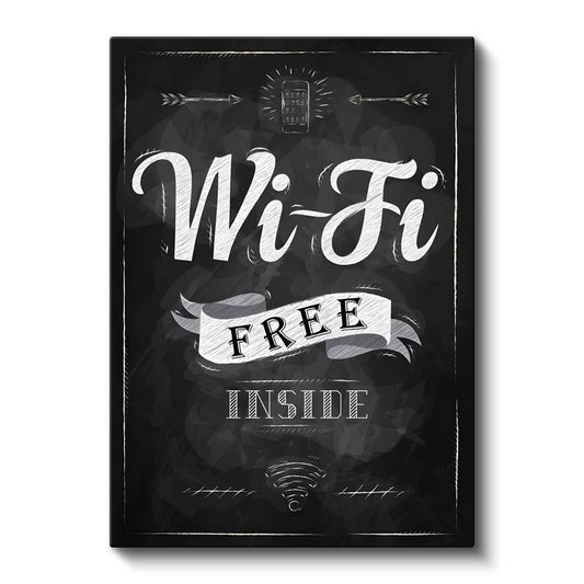 Wi-Fi Free Inside - Kara Tahta Kafe Tabelası Kanvas Tablo