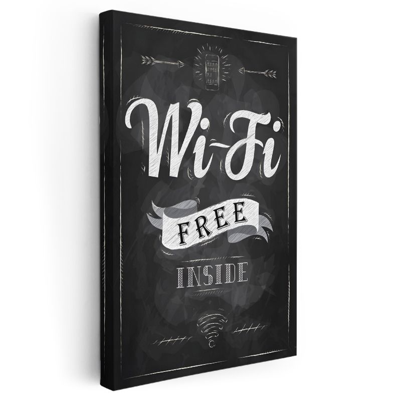 Wi-Fi Free Inside - Kara Tahta Kafe Tabelası Kanvas Tablo