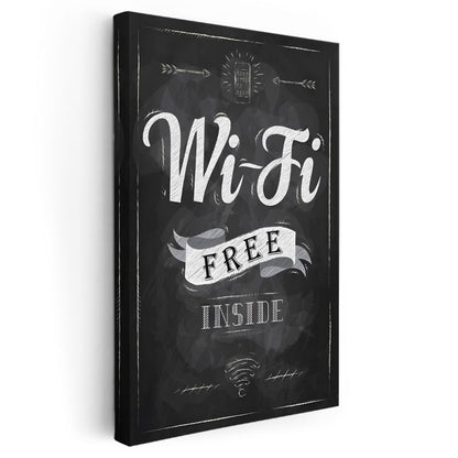 Wi-Fi Free Inside - Kara Tahta Kafe Tabelası Kanvas Tablo