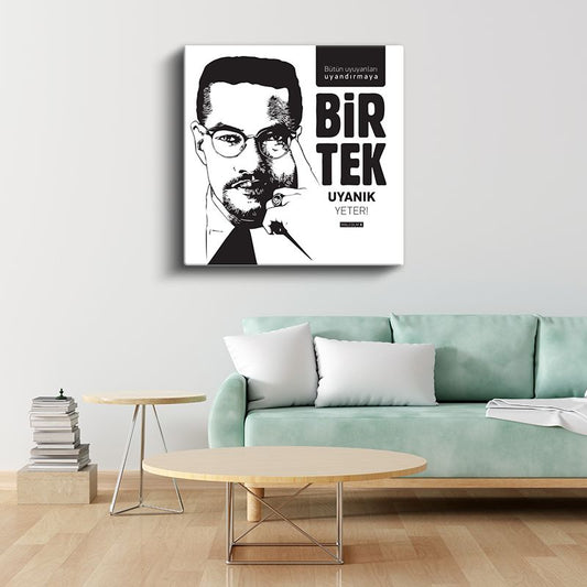 Bir Tek Uyanık Yeter - Malcolm X Alıntı Tipografisi Kanvas Tablo