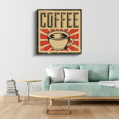 Coffee - Vintage Kahve Tabelası Kanvas Tablo