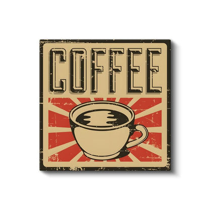 Coffee - Vintage Kahve Tabelası Kanvas Tablo