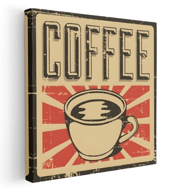Coffee - Vintage Kahve Tabelası Kanvas Tablo