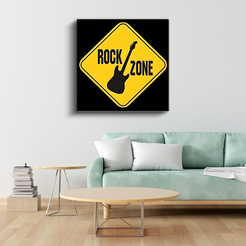 Rock Zone - Müzik Temalı Uyarı İşareti Kanvas Tablo