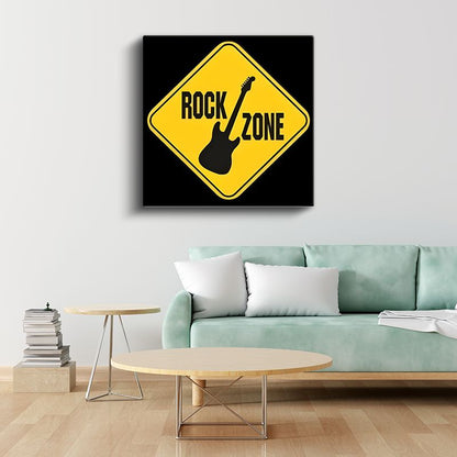 Rock Zone - Müzik Temalı Uyarı İşareti Kanvas Tablo