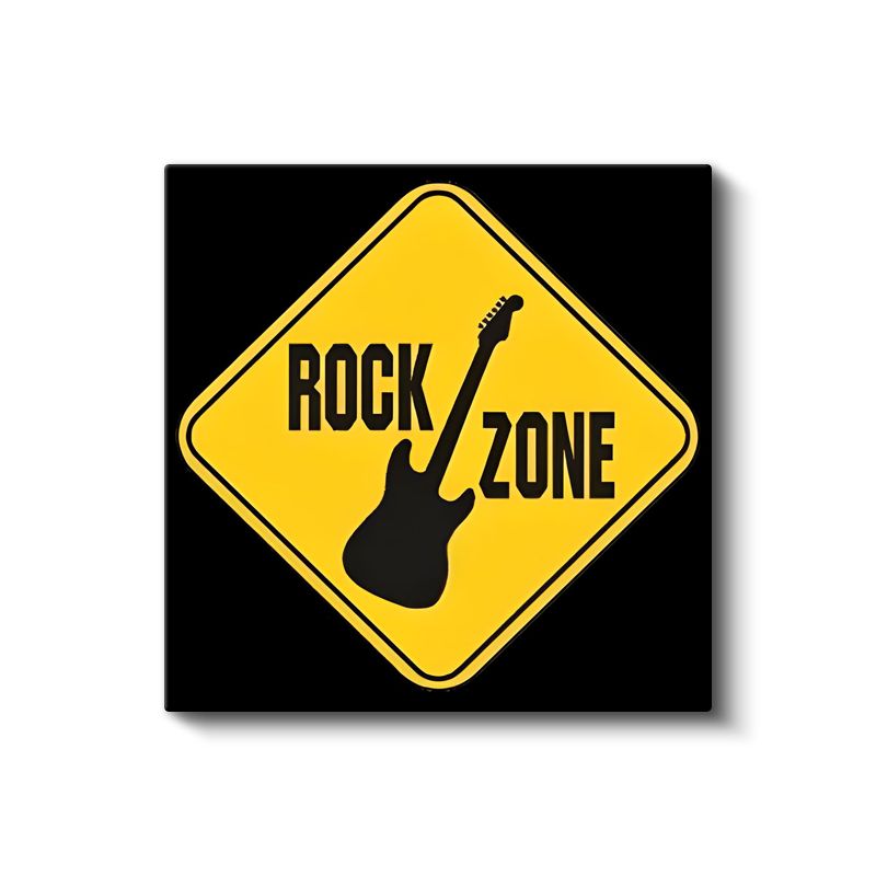 Rock Zone - Müzik Temalı Uyarı İşareti Kanvas Tablo