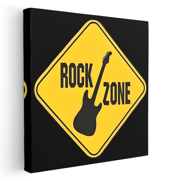 Rock Zone - Müzik Temalı Uyarı İşareti Kanvas Tablo