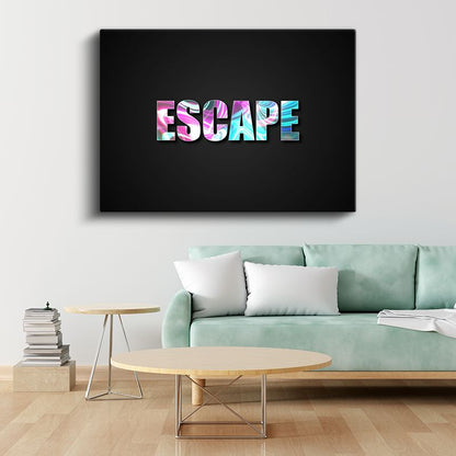 Escape - Holografik Efektli Tipografi Kanvas Tablo