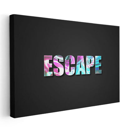 Escape - Holografik Efektli Tipografi Kanvas Tablo