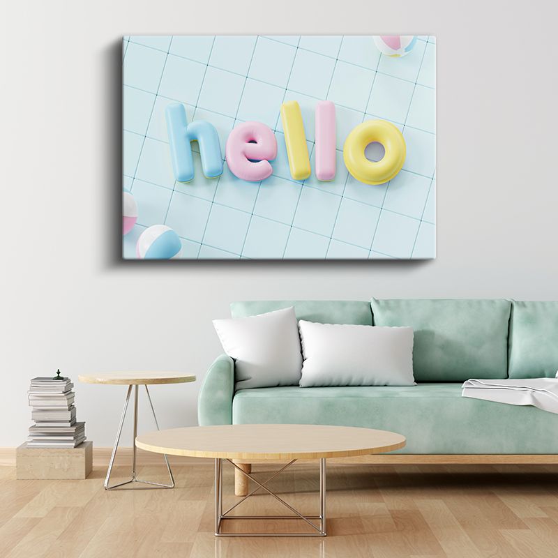 Hello - Pastel Renkli Şişme Harfler Kanvas Tablo