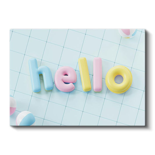 Hello - Pastel Renkli Şişme Harfler Kanvas Tablo