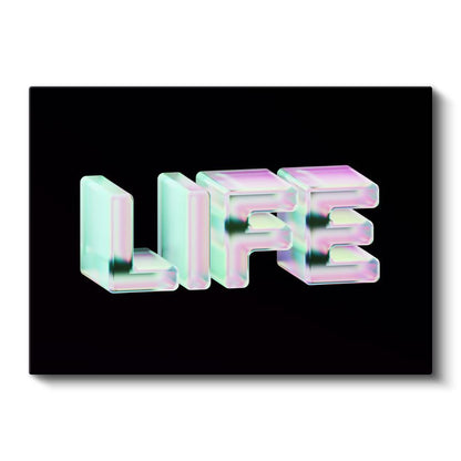 Life - Holografik 3D Tipografi Kanvas Tablo