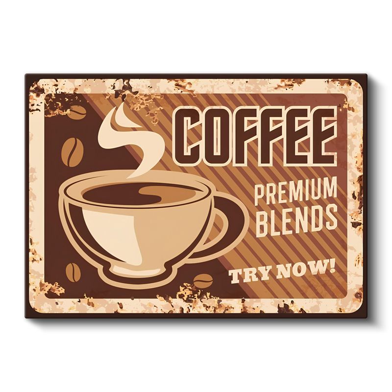 Coffee Premium Blends - Vintage Kahve Reklamı Kanvas Tablo