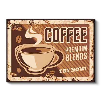 Coffee Premium Blends - Vintage Kahve Reklamı Kanvas Tablo
