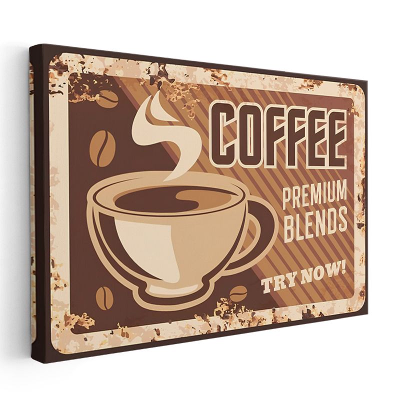 Coffee Premium Blends - Vintage Kahve Reklamı Kanvas Tablo