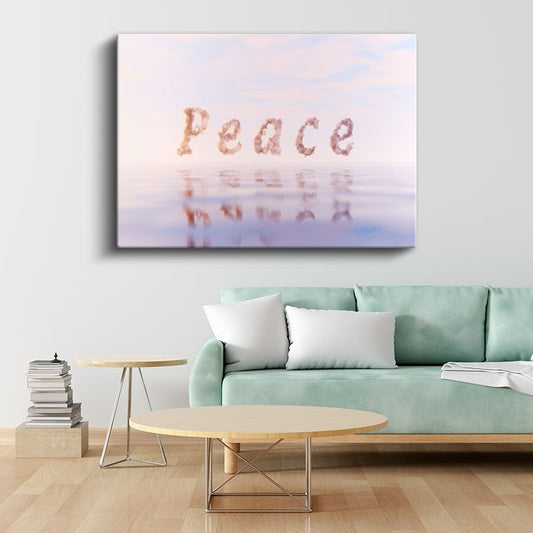 Peace - Bulut Yazılı Huzur Teması Kanvas Tablo