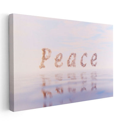 Peace - Bulut Yazılı Huzur Teması Kanvas Tablo