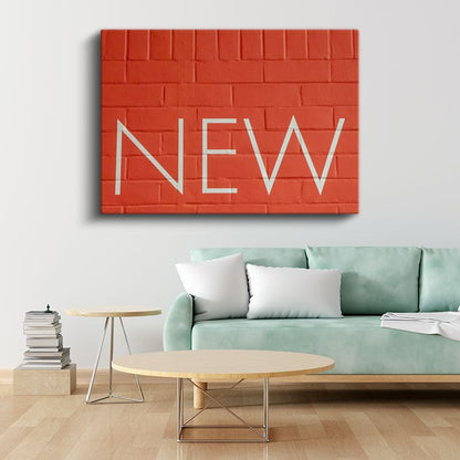 New - Turuncu Duvar Minimal Tipografi Kanvas Tablo