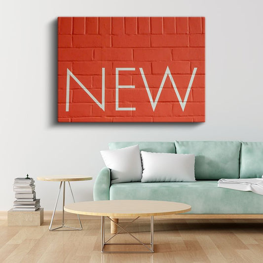 New - Turuncu Duvar Minimal Tipografi Kanvas Tablo